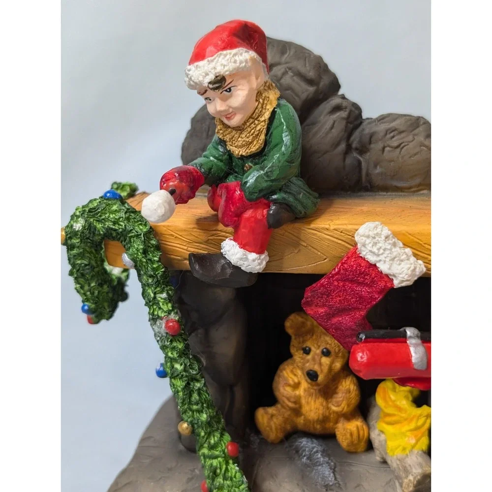 Santas Up In Flames Elves On Fireplace Figure Christmas Holiday‎ Figure